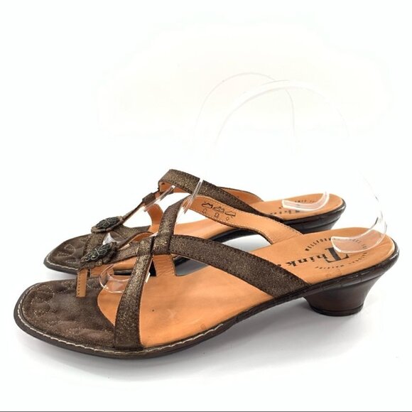 Think SoSo womens sandals size 11 chocolate brown floral toe ring - Picture 5 of 12